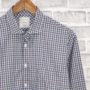 BILLY REID Men's Standard cut Button Down Shirt in Blue Gray check size Large